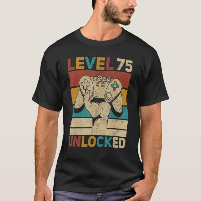 Camiseta Nivel 75 Desbloqueado 75º cumpleaños Jugador de 75 (Anverso)