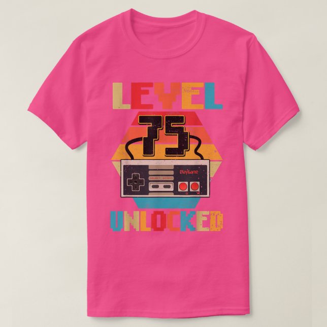 Camiseta Nivel 75 Video Gamer desbloqueado 75º Regalos de c (Diseño del anverso)