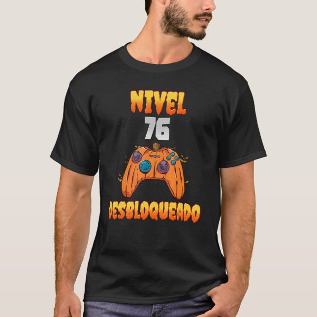Camiseta Nivel 76 Desbloqueado 76 Años de Edad cumpleaños V (Anverso)