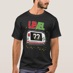 Camiseta Nivel 77 Videojuego de 77 años sin bloquear
