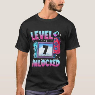 Camiseta Nivel 7 Desbloqueado Cumpleaños 7 Niños Videojuego