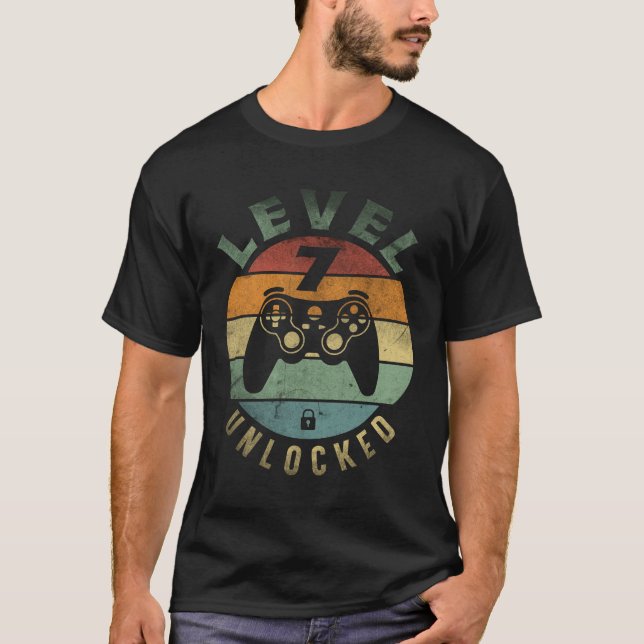Camiseta Nivel 7 Desbloqueado Gracioso Video Gamer Séptimo  (Anverso)