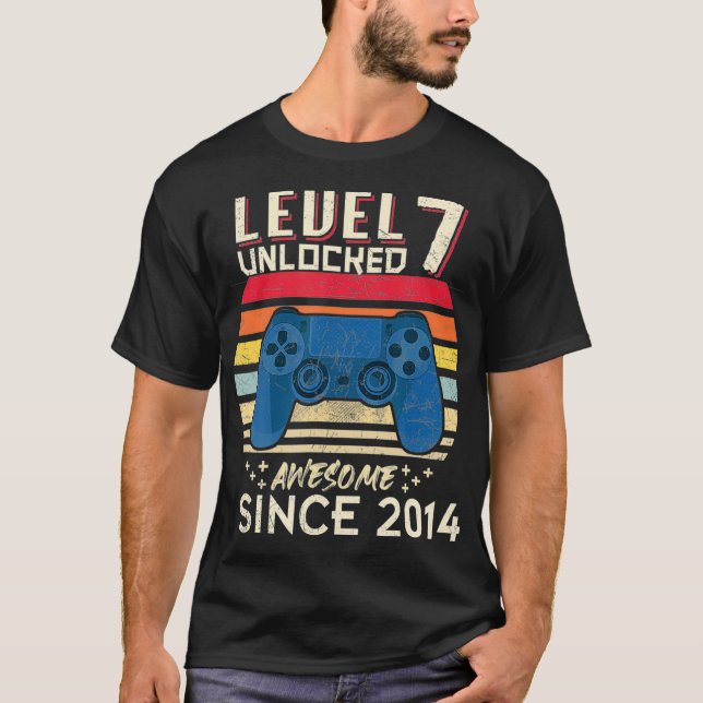 Camiseta Nivel 7 Desbloqueado Impresionante Video Game 2014 (Anverso)
