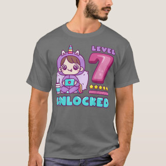 Camiseta Nivel 7 Desbloqueado, Unicorn Gamer Chica Cumpleañ