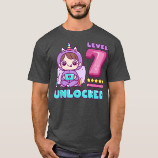Camiseta Nivel 7 Desbloqueado, Unicorn Gamer Chica Cumpleañ