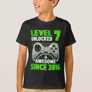 Camiseta Nivel 7 Desbloqueado Videojuego Niño de 7 Años 7º