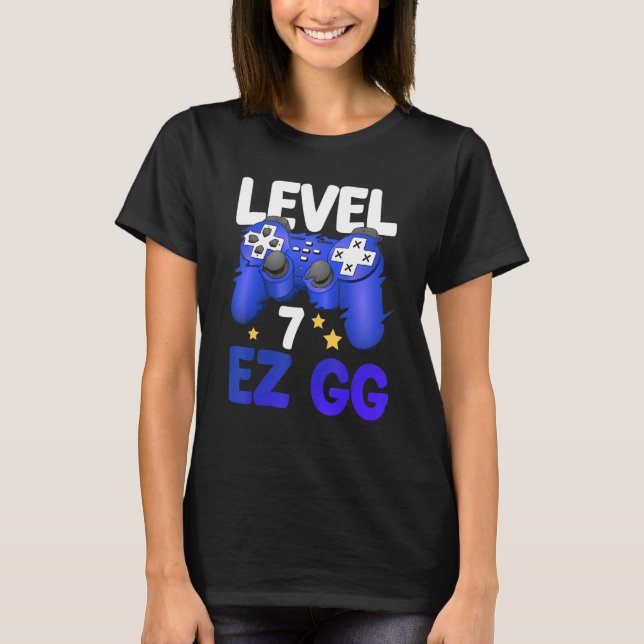 Camiseta Nivel 7 EZ GG 7Gamer Boy Teenager Controller Bi (Anverso)