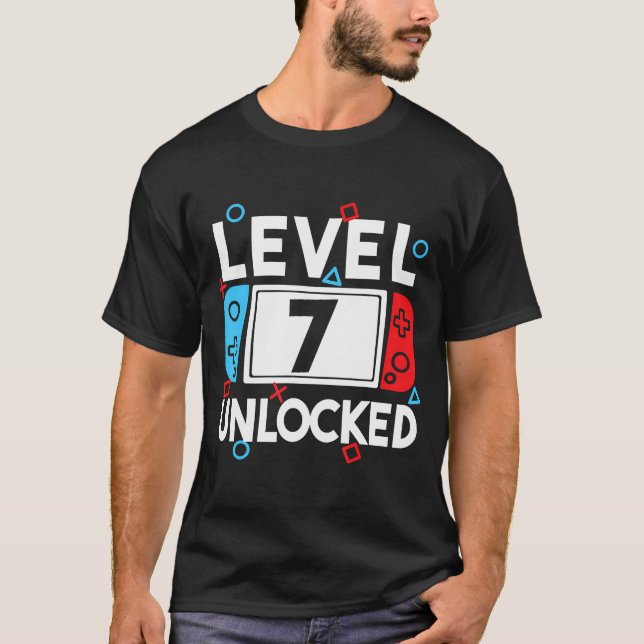 Camiseta Nivel 7 Jugador Desbloqueado 7Aniversario Video Ga (Anverso)