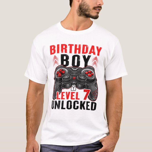 Camiseta Nivel 7 Niño de Cumpleaños Desbloqueado de 7 Años  (Anverso)