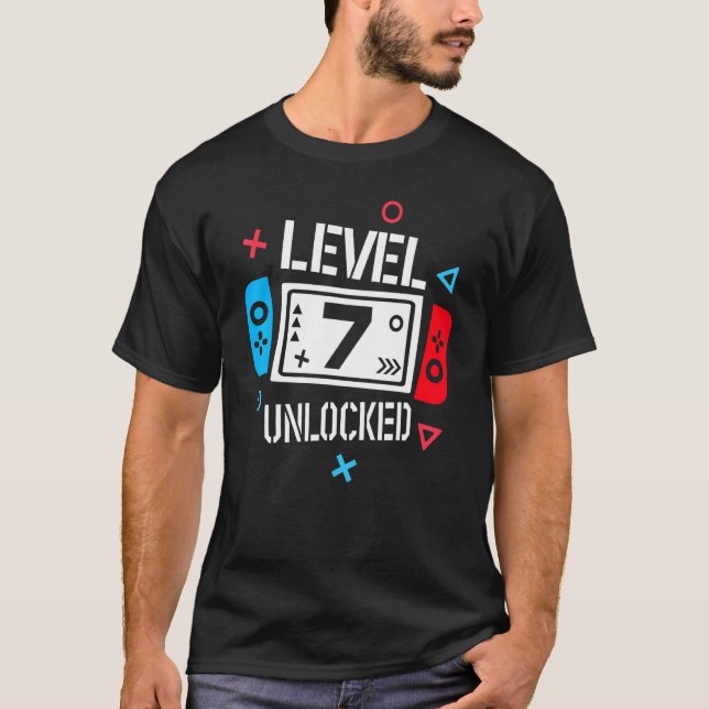 Camiseta Nivel 7 Video Gamer desbloqueado 7cumpleaños Boy G (Anverso)