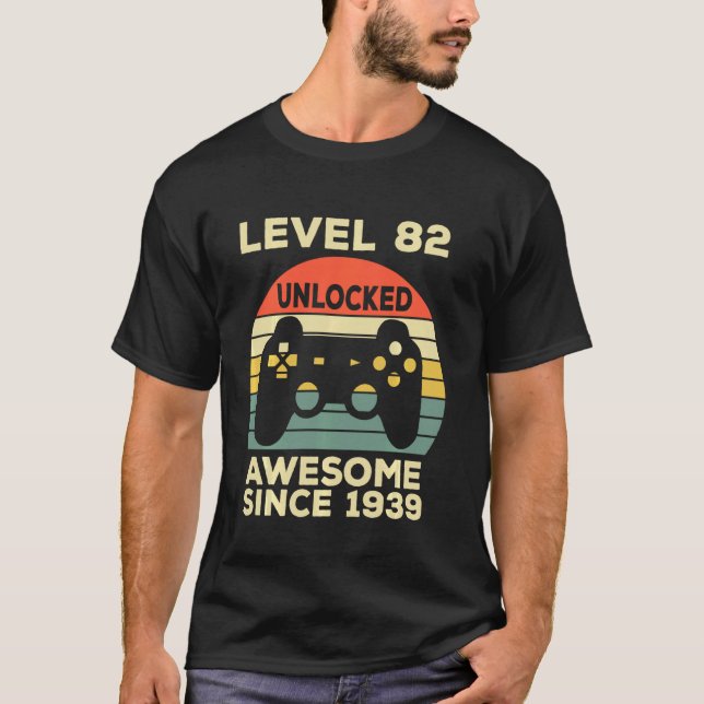 Camiseta Nivel 82 Cumpleaños Desbloqueado 82 Años Awesome S (Anverso)