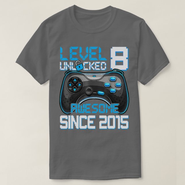 Camiseta Nivel 8 Desbloqueado 8º cumpleaños increíble desde (Diseño del anverso)