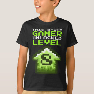 Camiseta Nivel 8 Desbloqueado Cumpleaños Videojuego 8º Cump