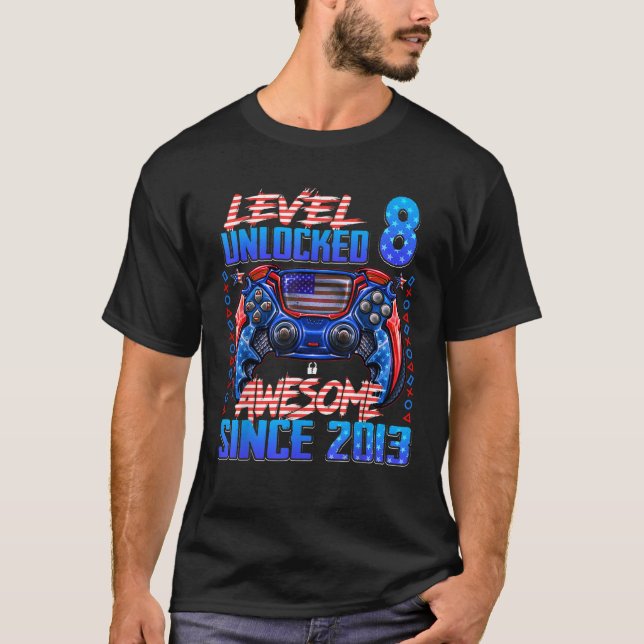 Camiseta Nivel 8 Desbloqueado desde 2013 8º cumpleaños G (Anverso)