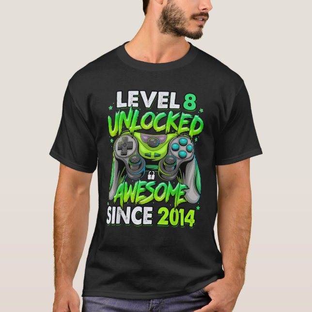 Camiseta Nivel 8 Desbloqueado desde 2014 8º cumpleaños G (Anverso)