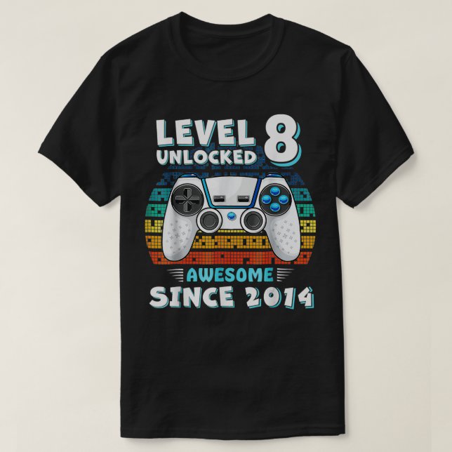 Camiseta Nivel 8 Desbloqueado desde 2014 8º cumpleaños G (Diseño del anverso)