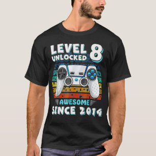 Camiseta Nivel 8 Desbloqueado desde 2014 8º cumpleaños G
