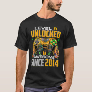 Camiseta Nivel 8 Desbloqueado desde 2014 8º cumpleaños G