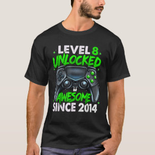 Camiseta Nivel 8 Desbloqueado desde 2014 8º cumpleaños G