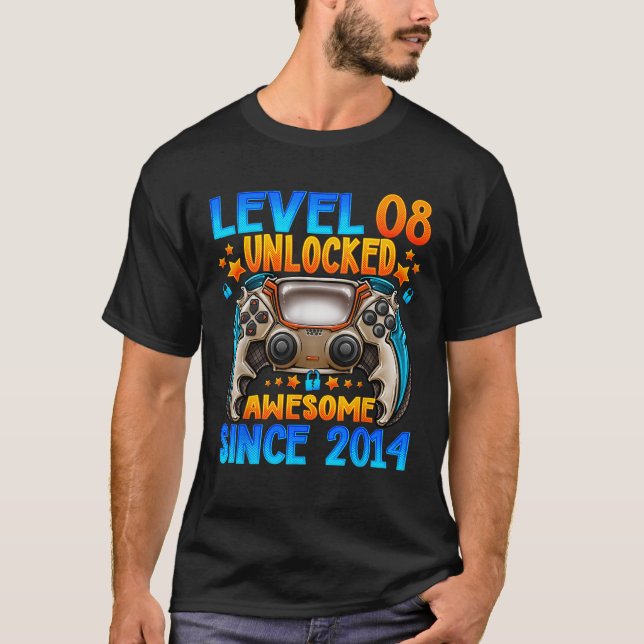 Camiseta Nivel 8 Desbloqueado desde 2014 8º cumpleaños G (Anverso)