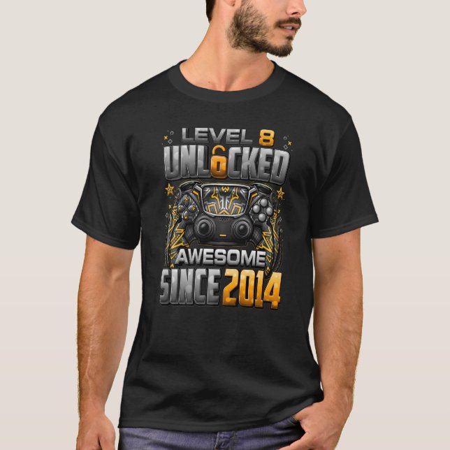 Camiseta Nivel 8 Desbloqueado desde 2014 8º cumpleaños G (Anverso)