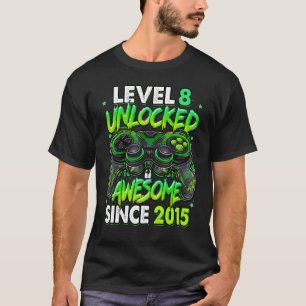 Camiseta Nivel 8 Desbloqueado desde 2015 8º cumpleaños G
