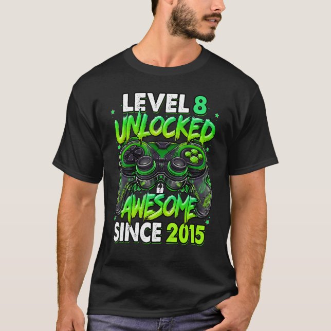Camiseta Nivel 8 Desbloqueado desde 2015 8º cumpleaños G (Anverso)