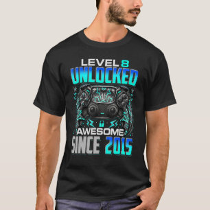 Camiseta Nivel 8 Desbloqueado desde 2015 8º cumpleaños G