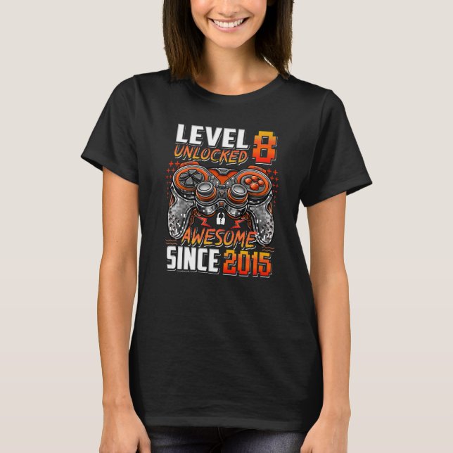 Camiseta Nivel 8 Desbloqueado desde 2015 8º cumpleaños G (Anverso)