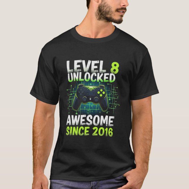 Camiseta Nivel 8 Desbloqueado desde 2016 8º cumpleaños G (Anverso)