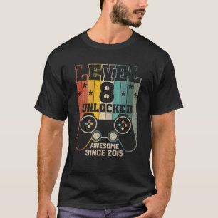 Camiseta Nivel 8 Desbloqueado Impresionante Juego de Video 