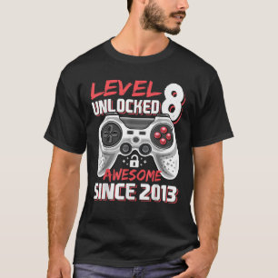 Camiseta Nivel 8 Desbloqueado Impresionante Juego de Video 