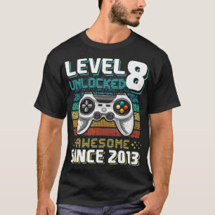Camiseta Nivel 8 Desbloqueado Impresionante Juego de Video 