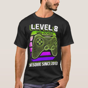 Camiseta Nivel 8 Desbloqueado Impresionante Juego de Video 