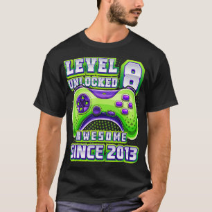 Camiseta Nivel 8 Desbloqueado Impresionante Juego de Video 