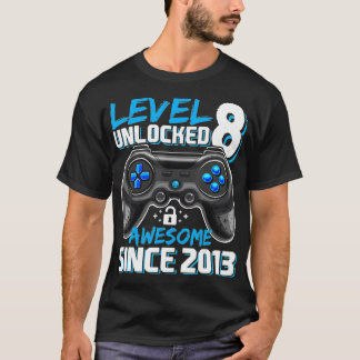 Camiseta Nivel 8 Desbloqueado Impresionante Juego de Video 
