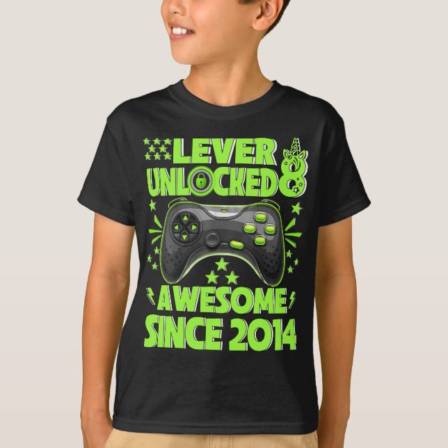 Camiseta Nivel 8 Desbloqueado Impresionante Video Game 2014 (Anverso)