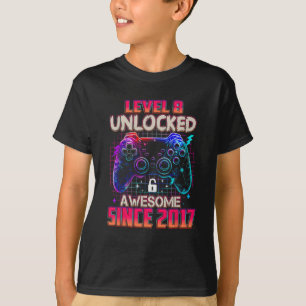 Camiseta Nivel 8 Desbloqueado Increíble Desde 2017 Jugador