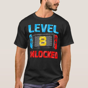 Camiseta Nivel 8 Desbloqueado Jugador Videojuego Cumpleaños