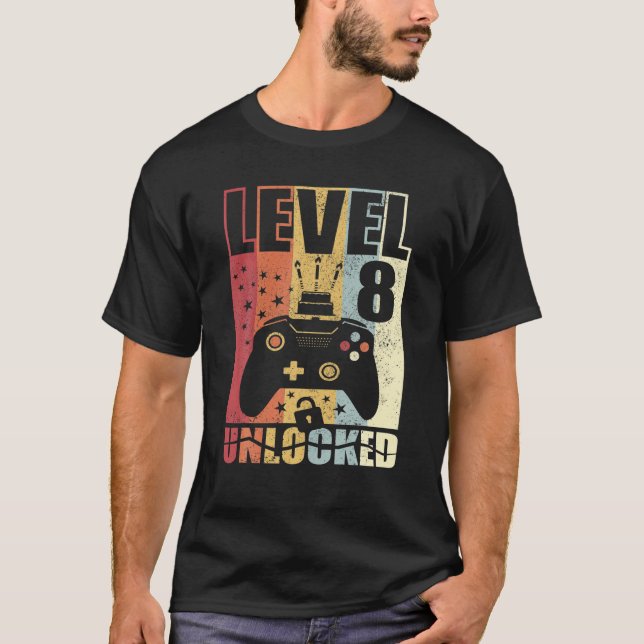 Camiseta Nivel 8 Desbloqueado Nivel De Cumpleaños Arriba Oc (Anverso)