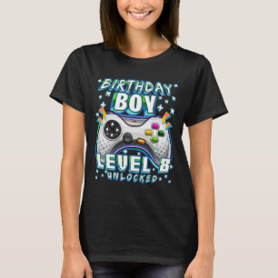 Camiseta Nivel 8 Desbloqueado Videojuego Cumpleaños 8 Niño