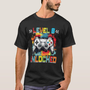 Camiseta Nivel 8 Desbloqueado Videojuego Regalos Cumpleaños