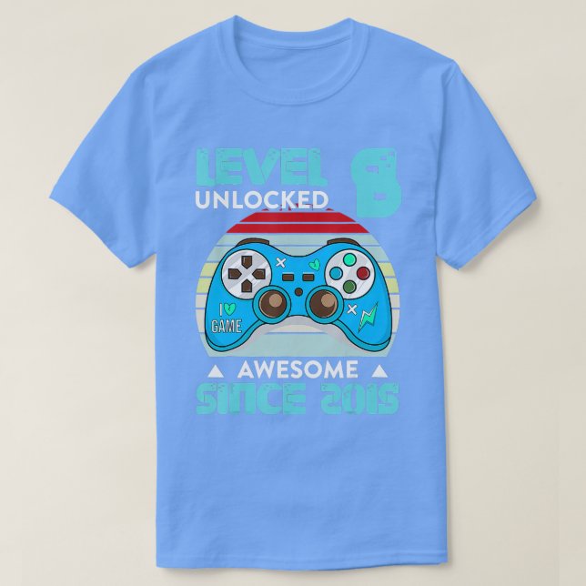 Camiseta Nivel 8 Desde 2015 Control de videojuegos de 8 año (Diseño del anverso)