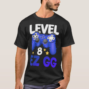 Camiseta Nivel 8 EZ GG 8Gamer Boy Teenager Controller Bi