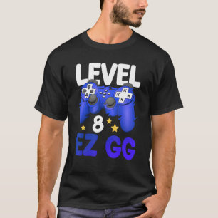 Camiseta Nivel 8 EZ GG 8Gamer Boy Teenager Controller Bi
