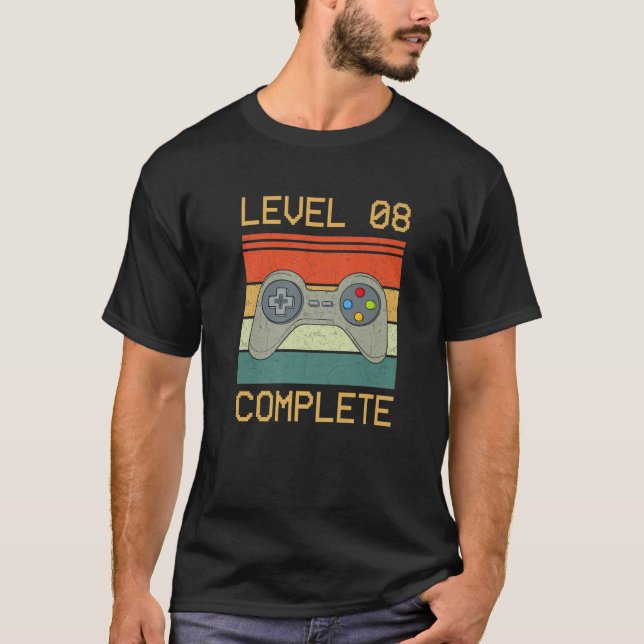 Camiseta Nivel 8 Jugador De Vídeo Completo - 8º Anivers Bod (Anverso)