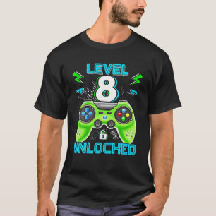 Camiseta Nivel 8 Niños De Cumpleaños Desbloqueados 8º Video