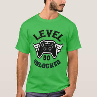 Camiseta Nivel 90 Desbloqueado Cumpleaños 90 familia