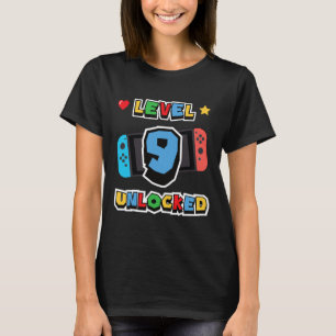 Camiseta Nivel 9 Desbloqueado Cumpleaños 9 Niños Juego De V