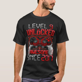 Camiseta Nivel 9 Desbloqueado de 9 Años Para Chicos Cumplea